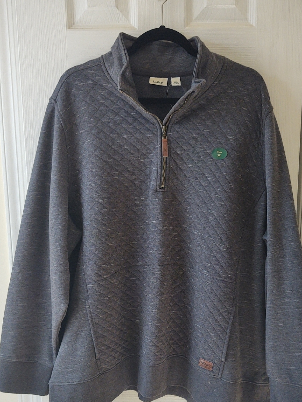 L.L. Bean Women's Quilted Half-Zip Pullover Sweatshirt - Charcoal - Size 3X